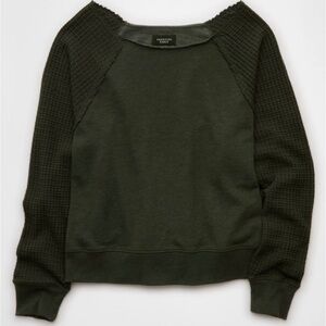 American Eagle Mixed Knit Green Sweatshirt New NWT